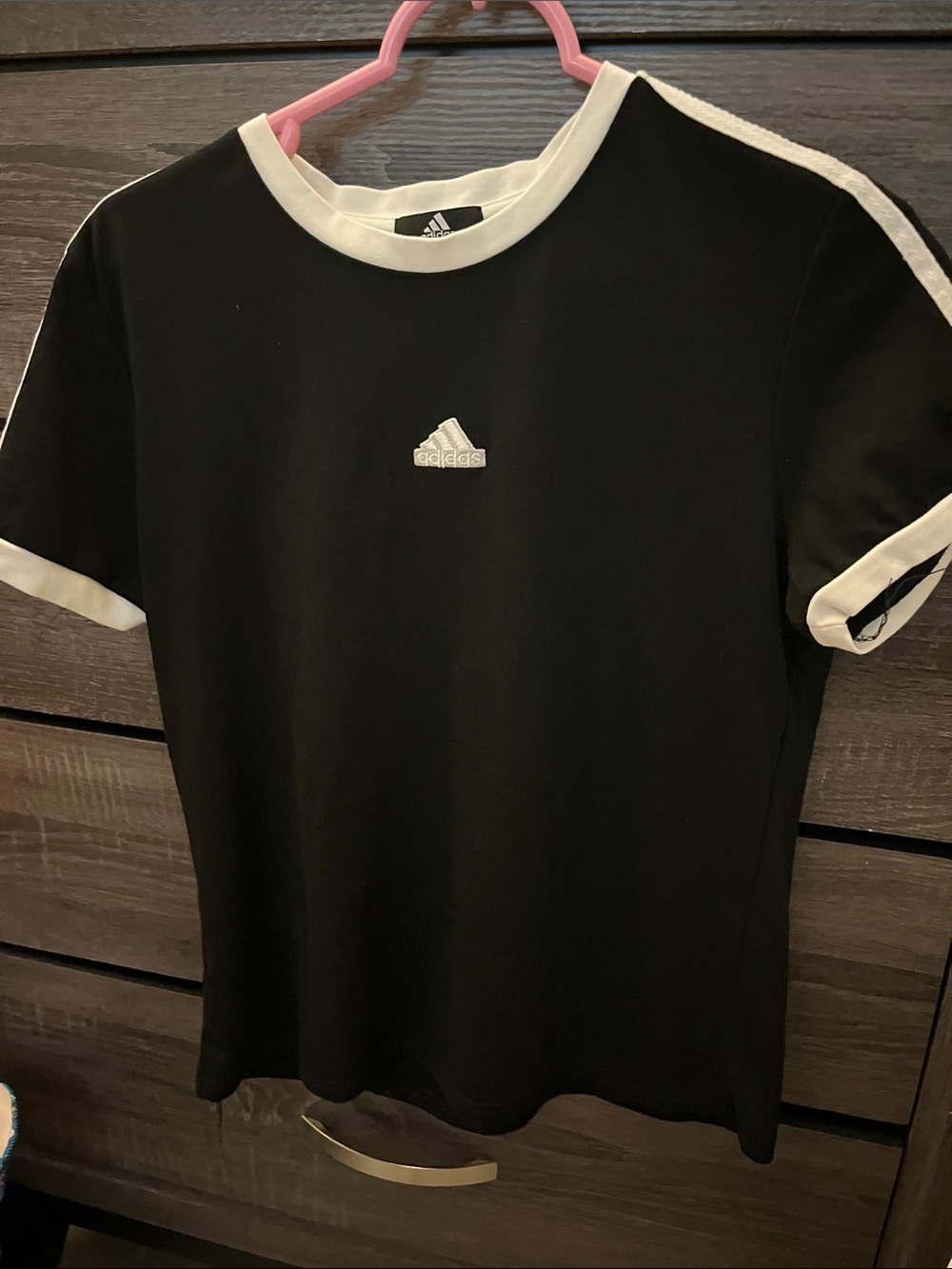 adidas Black Short Sleeve Tee with White Trim